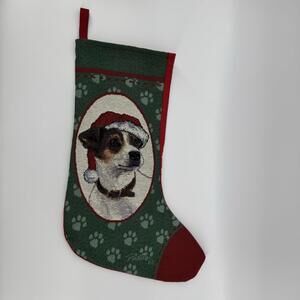 Linda Picken Jack Russell Terrier Puppy Dog In Hat Tapestry Christmas Stocking